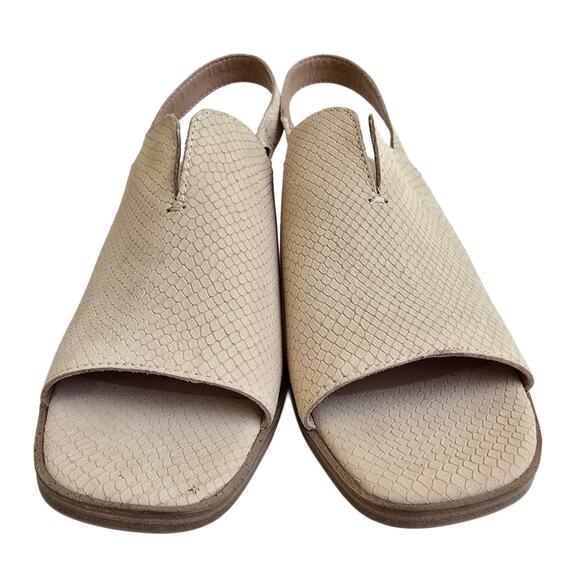 Block Heel Slingback Mule Lucky Brand Jaila Size 9 Sandals Beige Leather Reptile - Picture 3 of 12